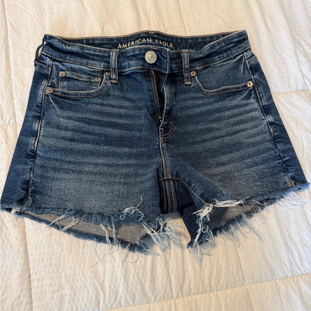 American Eagle Denim Frayed Hem MIDI style Size 8